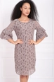 A wholesale clothing model wears sns10943-sense-beige-guipure-sleeves-flounce-dress, Turkish wholesale  of 