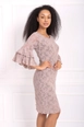 A wholesale clothing model wears sns10945-sense-mink-guipure-sleeves-flounce-dress, Turkish wholesale  of 