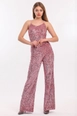A wholesale clothing model wears sns10946-sense-powder-elastic-wide-leg-sequined-evening-dress-trousers, Turkish wholesale  of 
