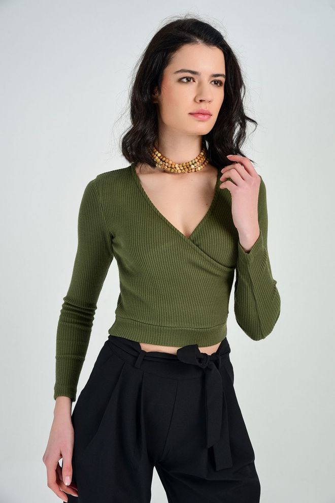 SENSE Chemisier En Tissu Tricoté Kaki Sense Vêtements en gros Décontracté