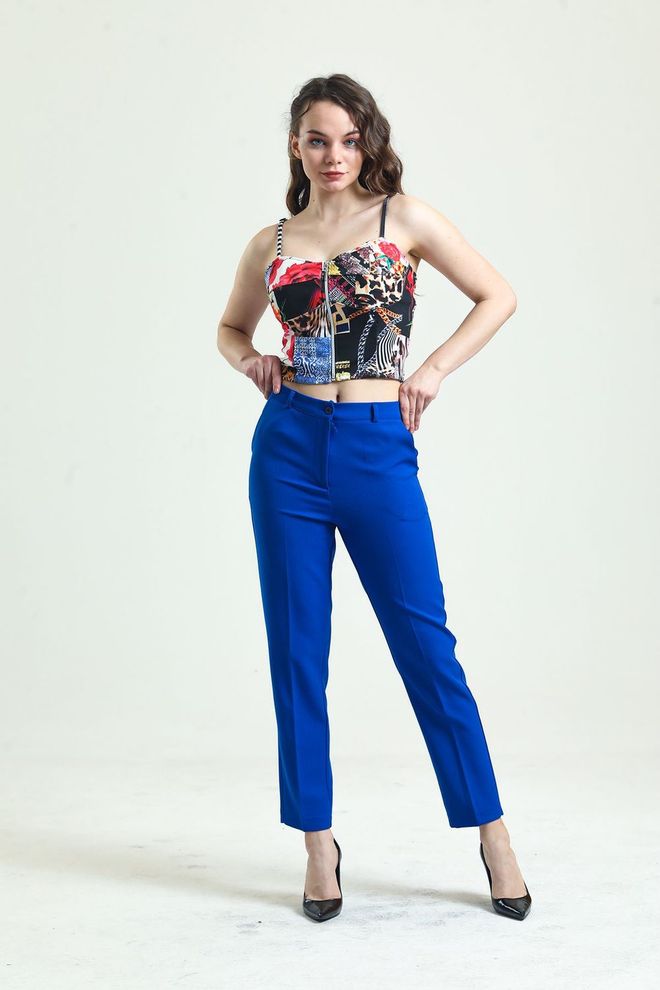 SENSE Hlače Sense Saks Hlače Do Gležnjev Iz Atlas Blaga Oblačila na debelo Padec