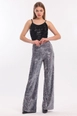A wholesale clothing model wears sns11008-sense-a.gray-elastic-wide-leg-sequined-evening-dress-trousers, Turkish wholesale  of 