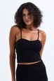 A wholesale clothing model wears sns11027-sense-black-gloped-lined-bustier, Turkish wholesale  of 