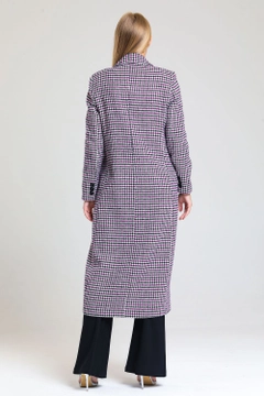 عارض ملابس بالجملة يرتدي sns11085-lined-stash-long-coat-purple، تركي بالجملة معطف من SENSE