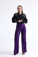 A wholesale clothing model wears sns11089-elastic-wide-leg-sequined-evening-dress-trousers-purple, Turkish wholesale  of 