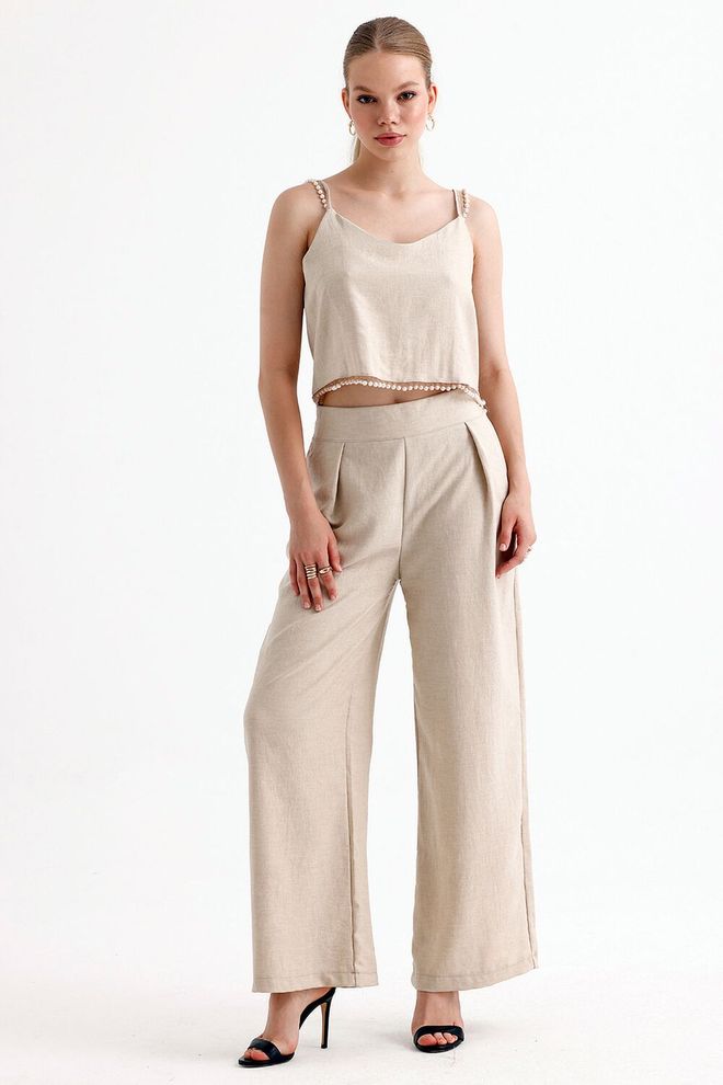 SENSE Sense 2 dijelni Set Bluza S Bisernim Detaljima Veleprodaja odjeće Ležerni