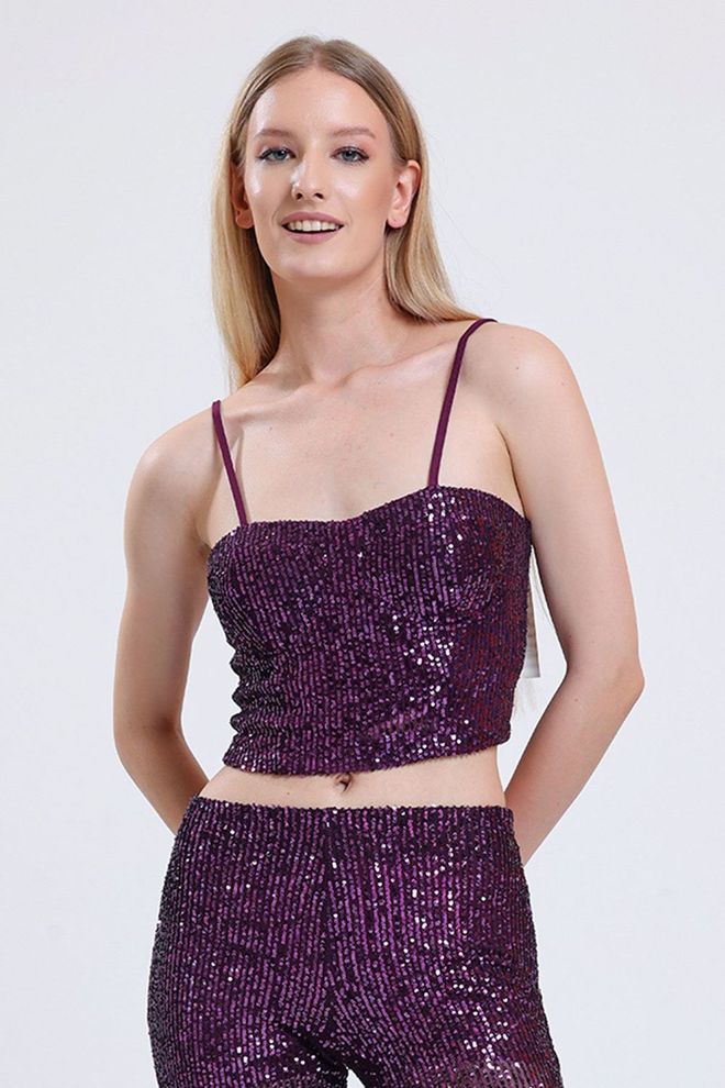 SENSE Sense Purple Sense Pailletten Bustier Mit Glops Und Reißverschluss Hinten BST33154 Großhandelskleidung Glam