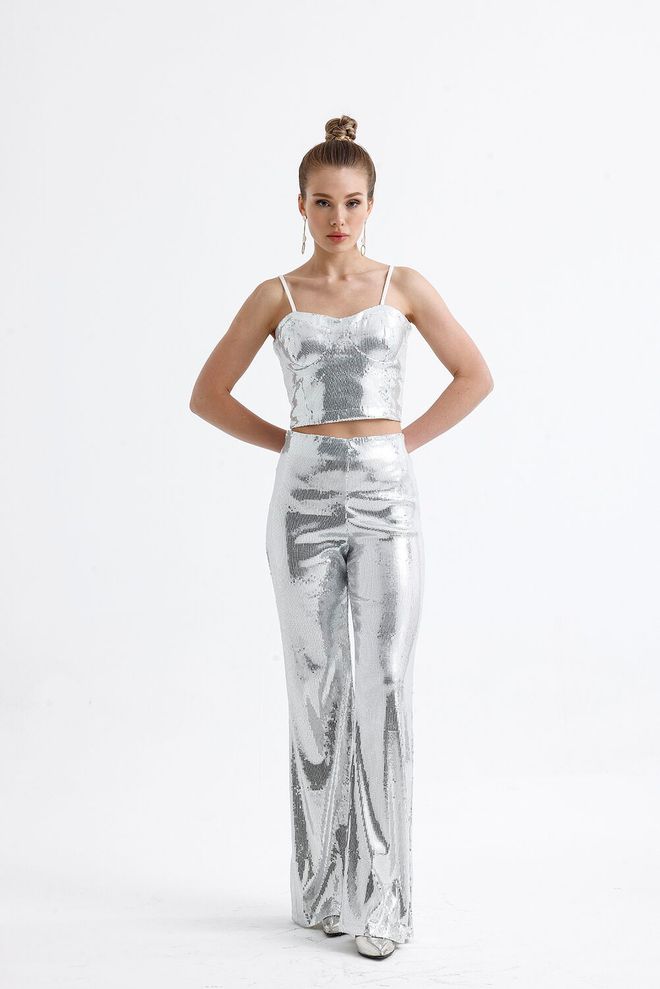 SENSE Sense Silver Globe Zippered Sequin Bustier Wholesale Clothing Spring