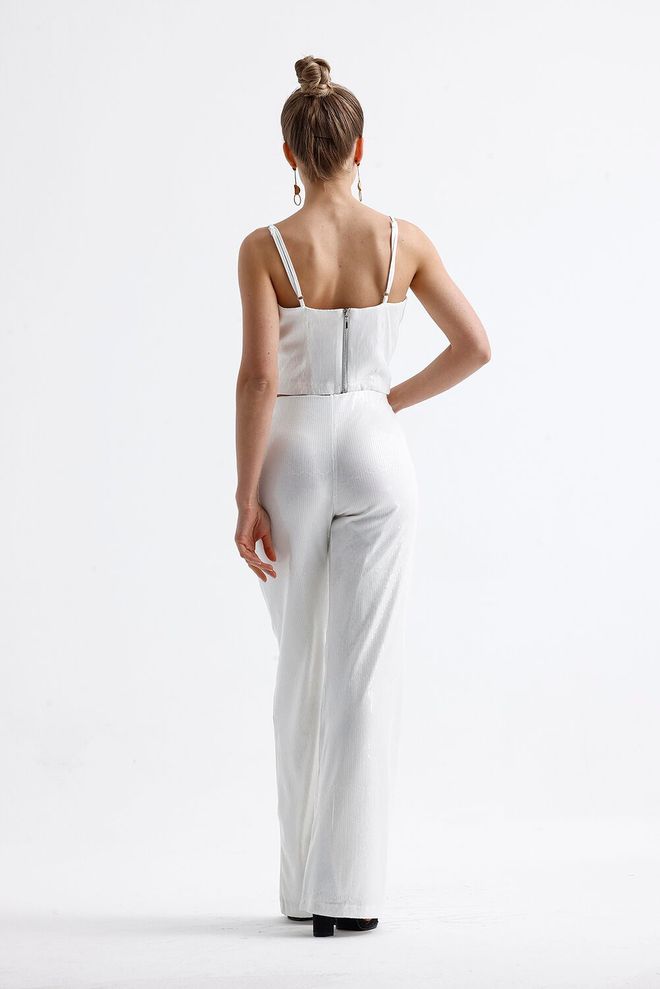 SENSE Sense White Globe Zippered Sequin Bustier Wholesale Clothing Party