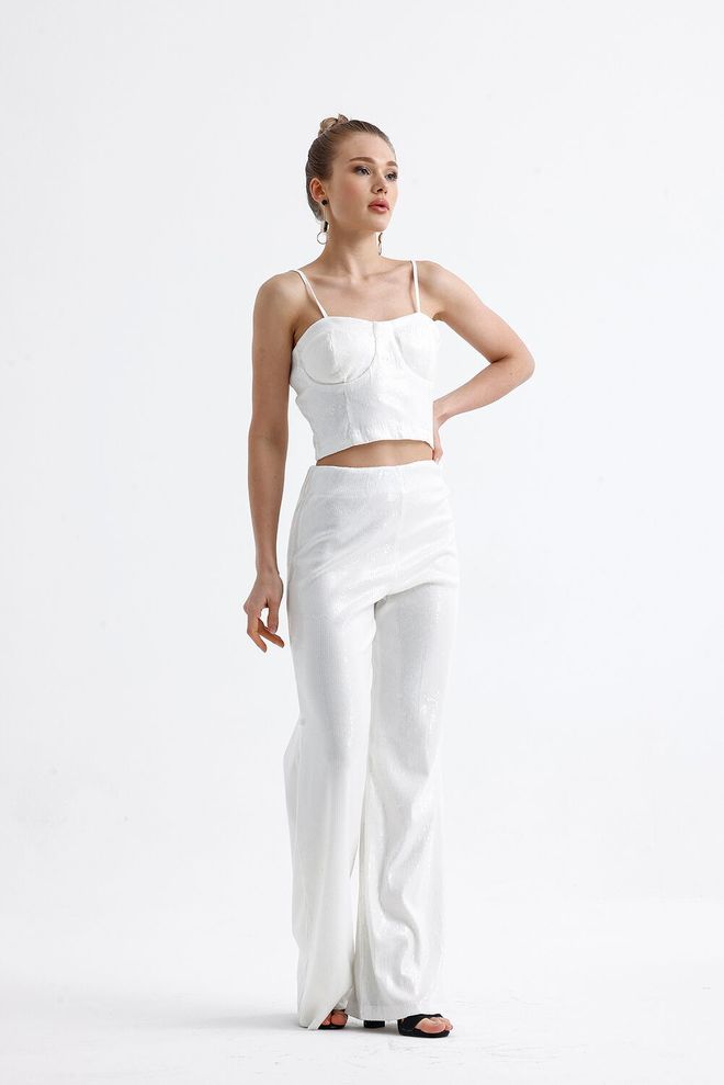 SENSE Sense White Globe Zippered Sequin Bustier Wholesale Clothing Spring