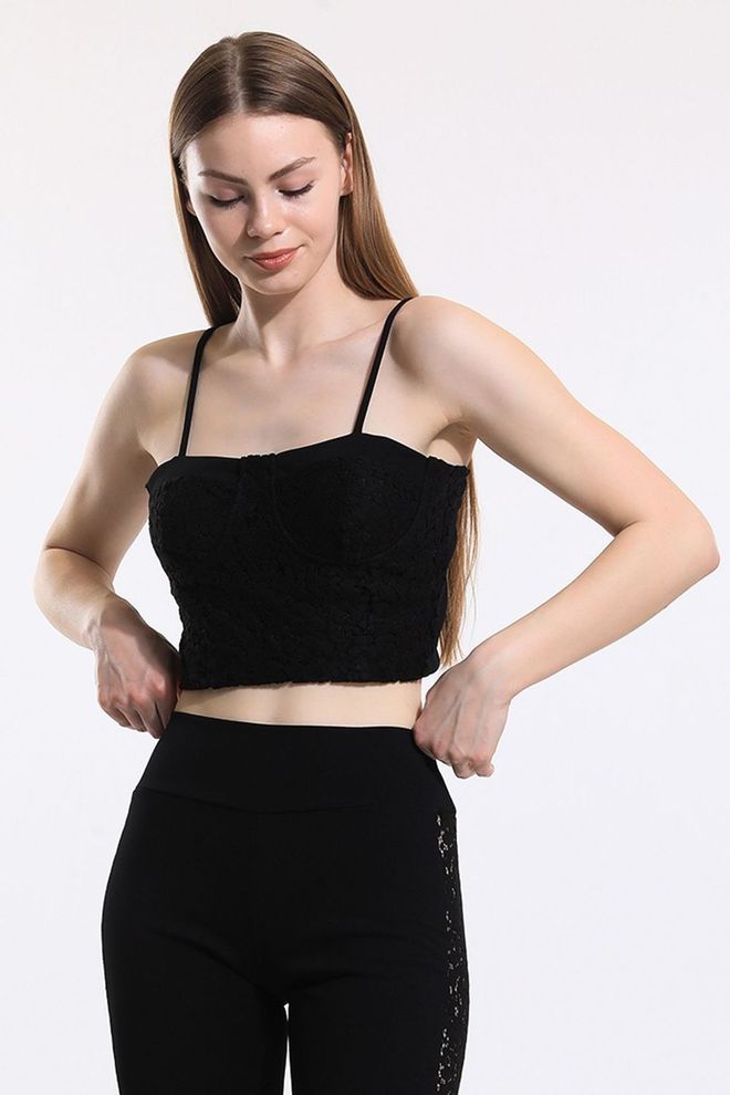 SENSE Sense Black Back Scuba Crepe Lace Bustier Χονδρικό εμπόριο ενδυμάτων Casual