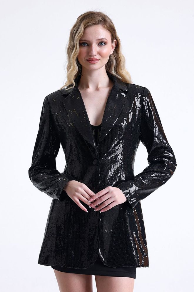 SENSE Lined Evening Dress Sequin Jacket Black Wholesale Clothing Vintage