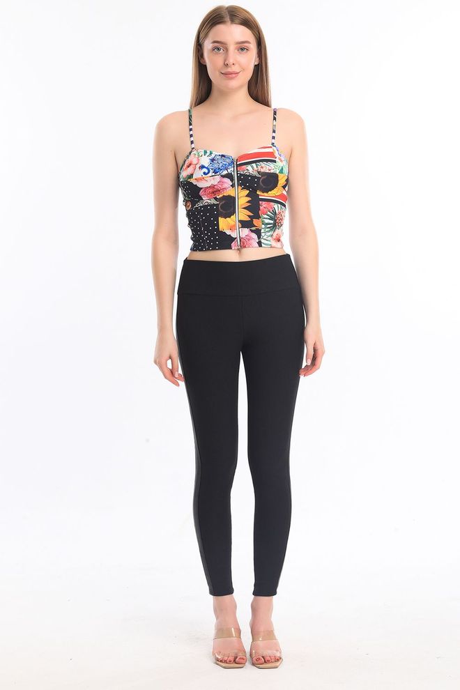 SENSE Collants Ottoman Rayés En Cuir Noir Vêtements en gros Polyester