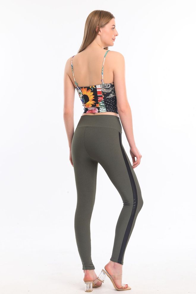 SENSE Kožené pruhované osmanské pančuchy Khaki Veľkoobchod s oblečením 4