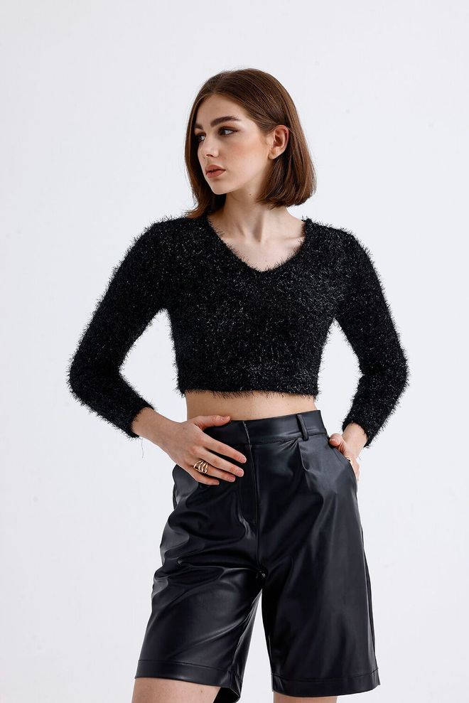 SENSE Sense – Robe De Soirée Barbue Noire Et Argentée Chemisier Court Vêtements en gros Décontracté