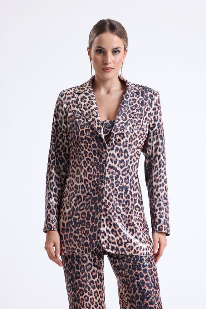 SENSE Яке С Леопардови Шарки Кафяво Дрехи на едро Без плат