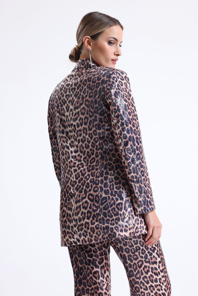 SENSE Яке С Леопардови Шарки Кафяво Дрехи на едро 4