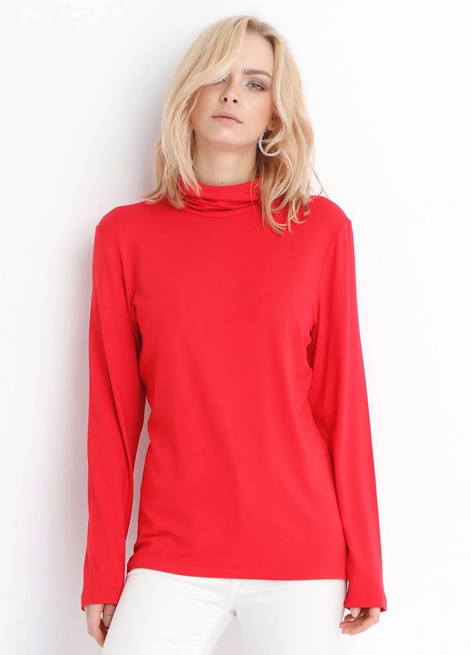 SENSE Блузка С Длинным Рукавом И Водолазкой Красный Оптовая продажа одежды Повседневный