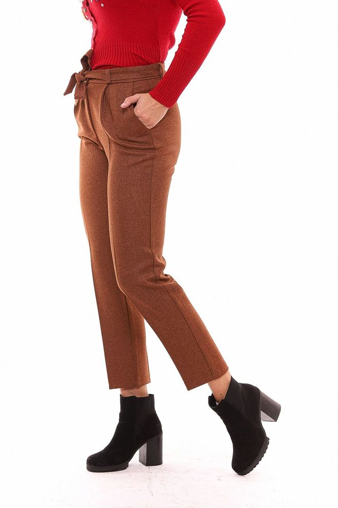 SENSE Belted Ankle Trousers Tile Wholesale Clothing Polyester