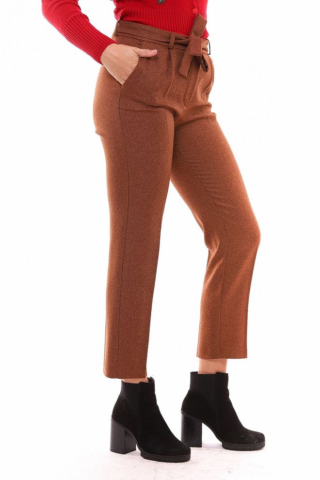 SENSE Belted Ankle Trousers Tile Wholesale Clothing Work