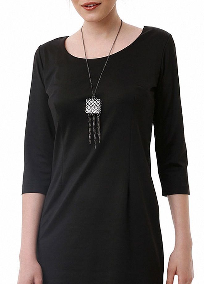 SENSE Платье Из Кожи И Тюля Черный Оптовая продажа одежды Весна