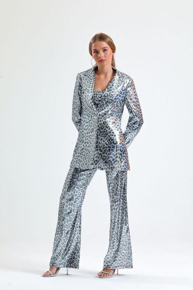 SENSE Robe De Soirée Léopard Veste À Paillettes Noir&Blanc Vêtements en gros Glamour