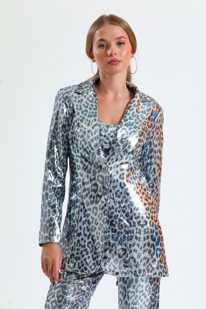 SENSE Leopard Evening Dress Sequined Jacket Black&White Wholesale Clothing 2