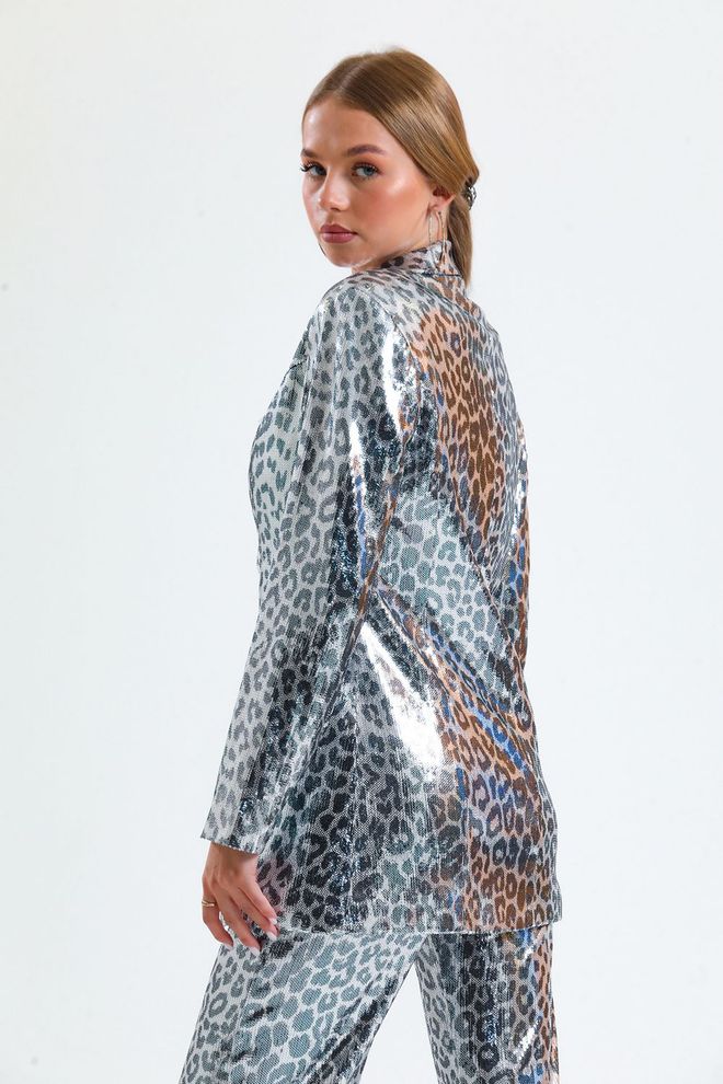 SENSE Leopard Evening Dress Sequined Jacket Black&White Wholesale Clothing 4