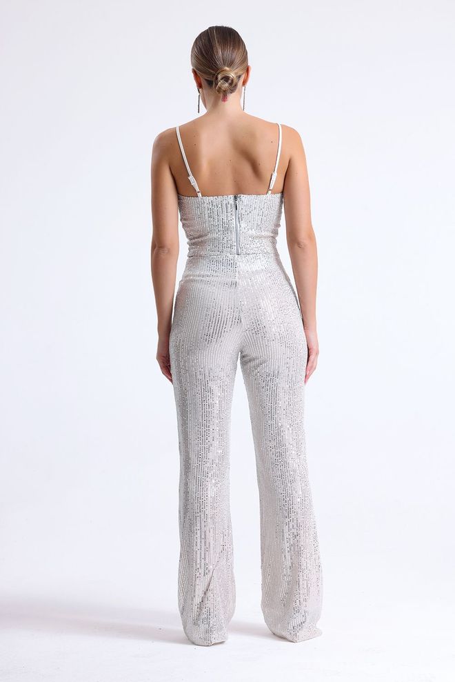 SENSE Calça De Noite Com Lantejoulas E Cintura Elástica Bege Roupas por atacado 4
