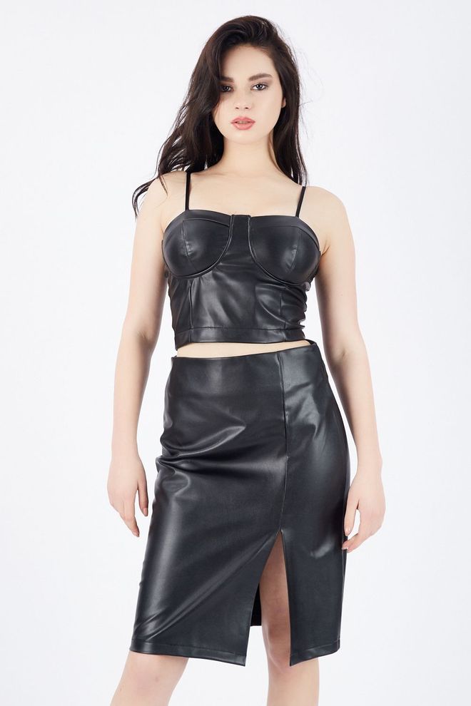 SENSE Jupe Crayon En Cuir Noir Vêtements en gros Élégant