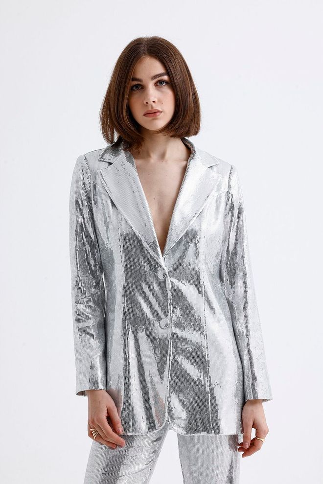 SENSE Јакна Са Шљокицама Са Поставом Сребрна Велепродаја одеће Но Фабриц