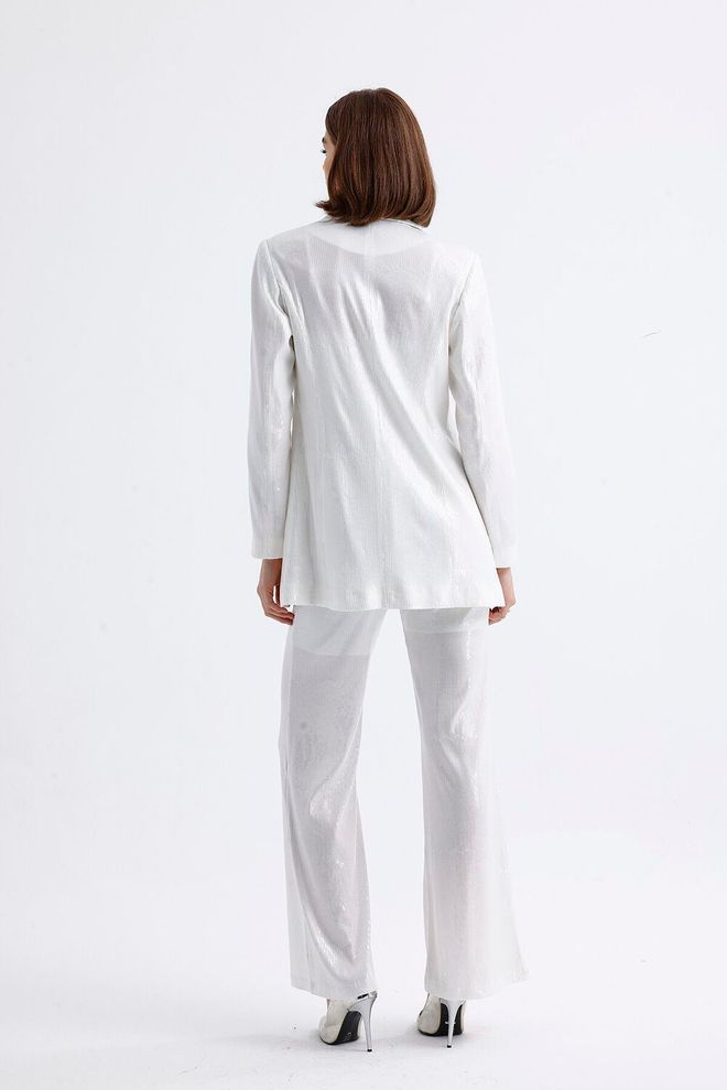 SENSE Podstavljena Jakna Sa Šljokicama Bijela Veleprodaja odjeće 4