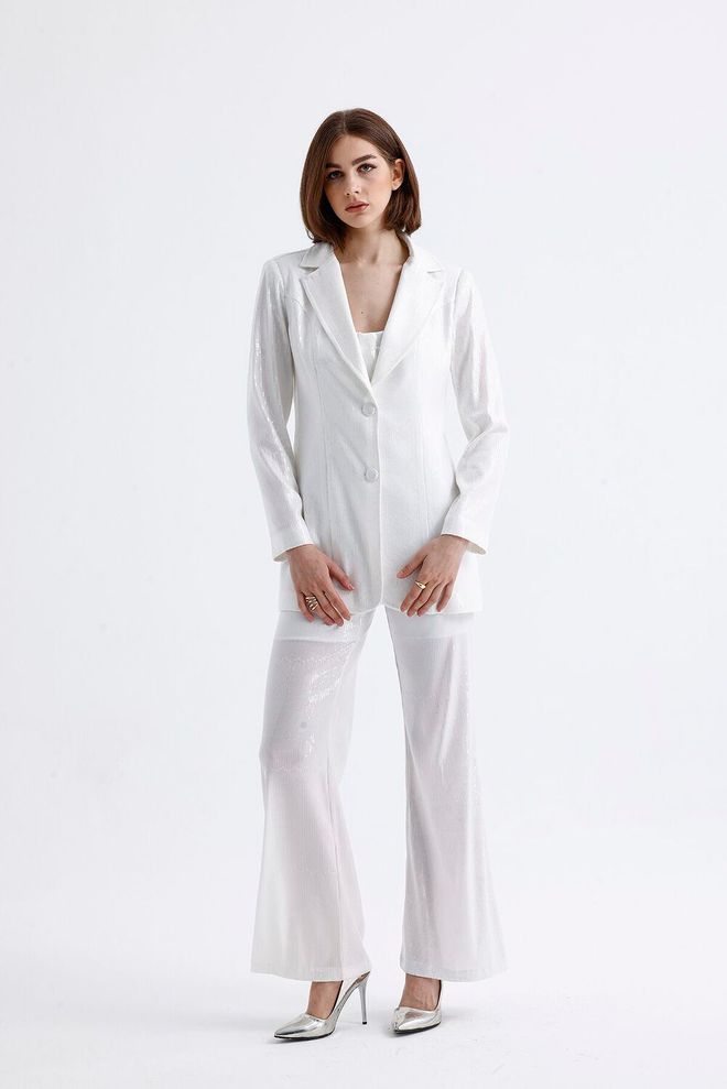 SENSE Podstavljena Jakna Sa Šljokicama Bijela Veleprodaja odjeće 2