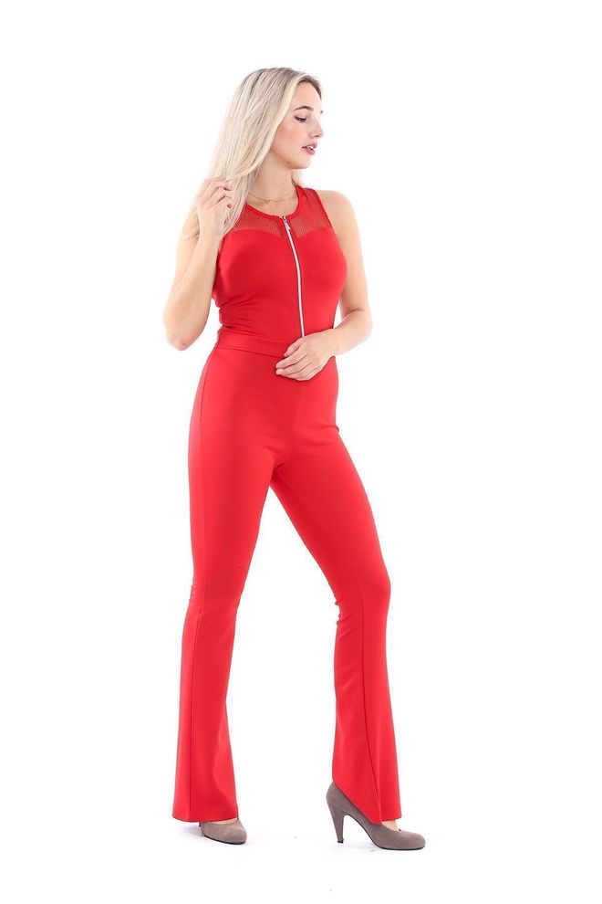 SENSE Sense Red On And Back Robes Fillet Garment Zipper Jumpsuit Wholesale Clothing No Fabric