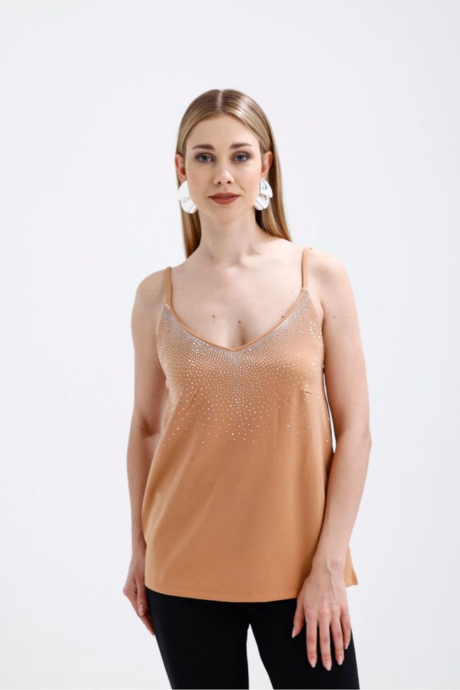 SENSE Scuba Crepe Kratka Bluza S Prednjim Naramenicama Biskvit Veleprodaja odjeće Elegantan