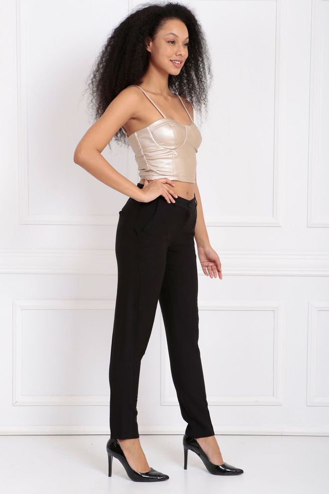 SENSE Sense Black Waist Bridge Trim Stitched Pants Wholesale Clothing Casual