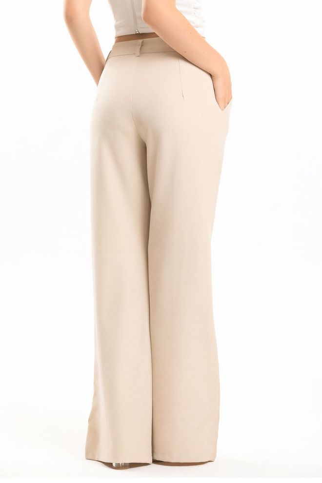 SENSE Sense Beige Ornamental Stitched Hürrem Fabric Loose Leg Pants Wholesale Clothing Formal