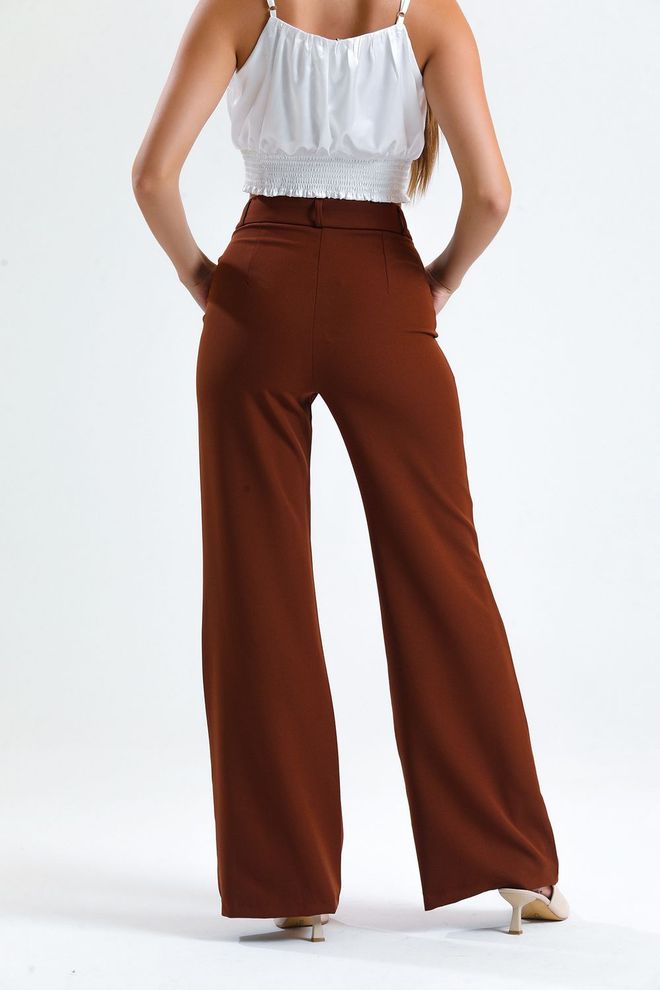 SENSE Sense Coffee Ornamental Stitched Hürrem Fabric Loose Leg Pants Wholesale Clothing Formal