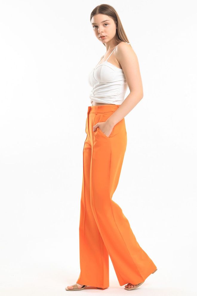 SENSE Sense Orange Ornamental Stitched Hürrem Fabric Loose Leg Pants Wholesale Clothing 1