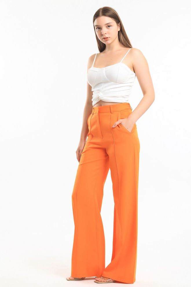 SENSE Sense Orange Ornamental Stitched Hürrem Fabric Loose Leg Pants Wholesale Clothing Vintage