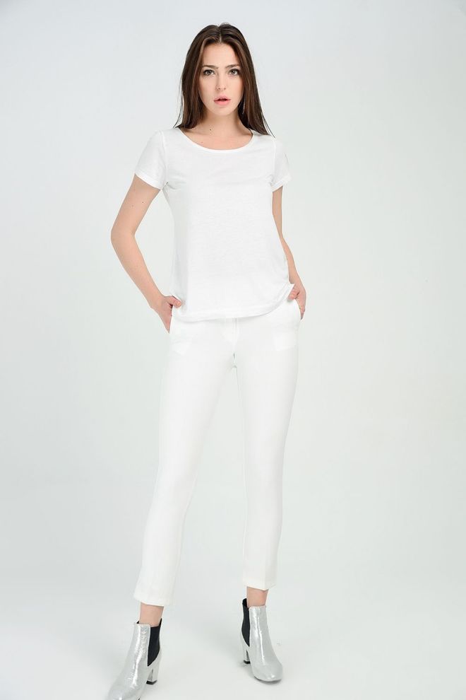 SENSE Sense Ecru Pantalone Atlas Kumas Pantalone Na Zglobu Велепродаја одеће Рођендан