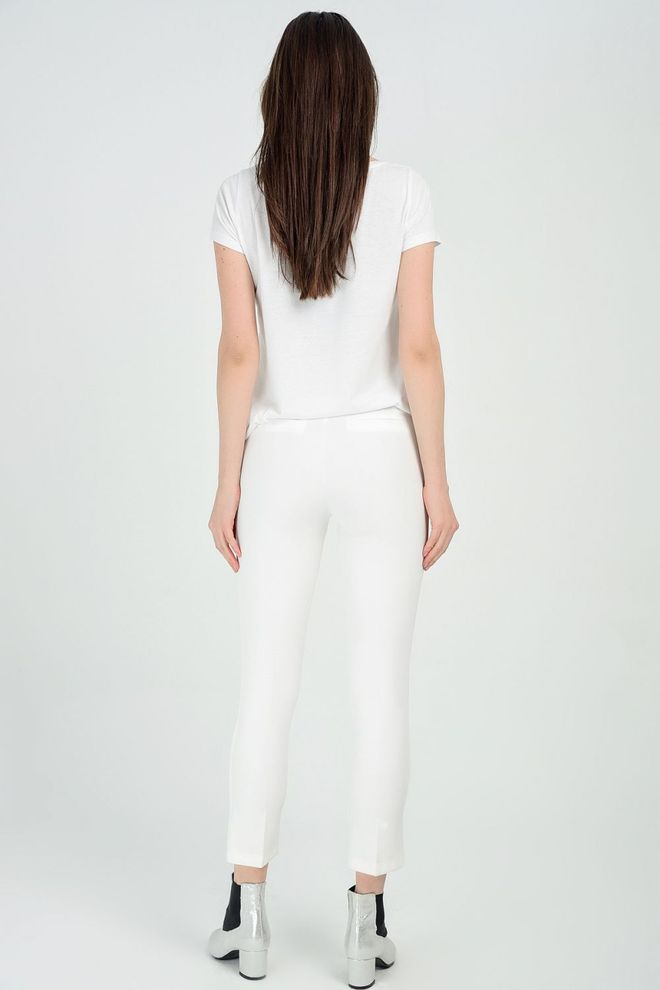 SENSE Sense Ecru Pantalone Atlas Kumas Pantalone Na Zglobu Велепродаја одеће Полиестер