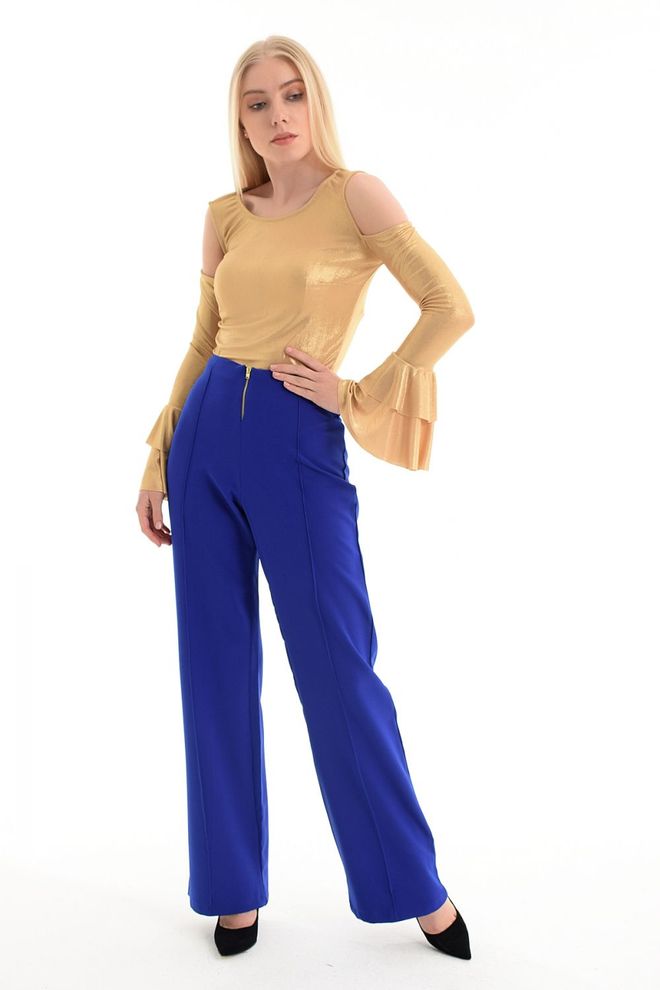 SENSE Saks Trousers Trousers With Front Zipper And Open Seam Wholesale Clothing Fall