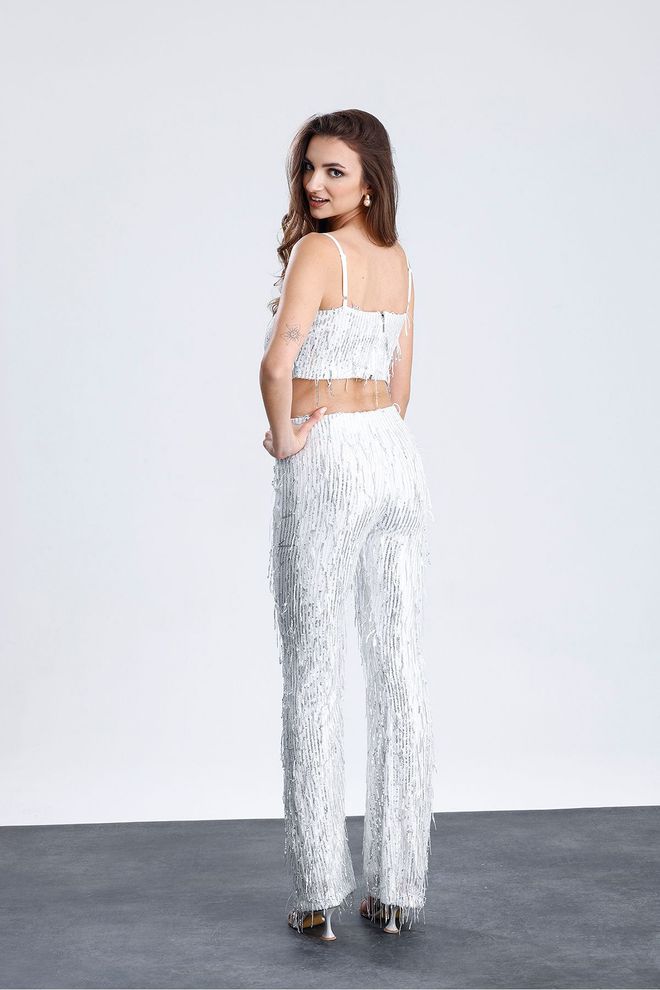 SENSE Sense Gumus Lined Stretch Waist Sequin Evening Dress Pants Wholesale Clothing 4