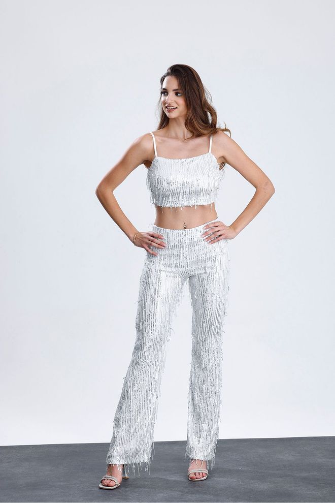 SENSE Sense Gumus Lined Stretch Waist Sequin Evening Dress Pants Wholesale Clothing Birthday