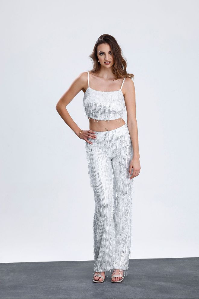 SENSE Sense Gumus Lined Stretch Waist Sequin Evening Dress Pants Wholesale Clothing No Fabric