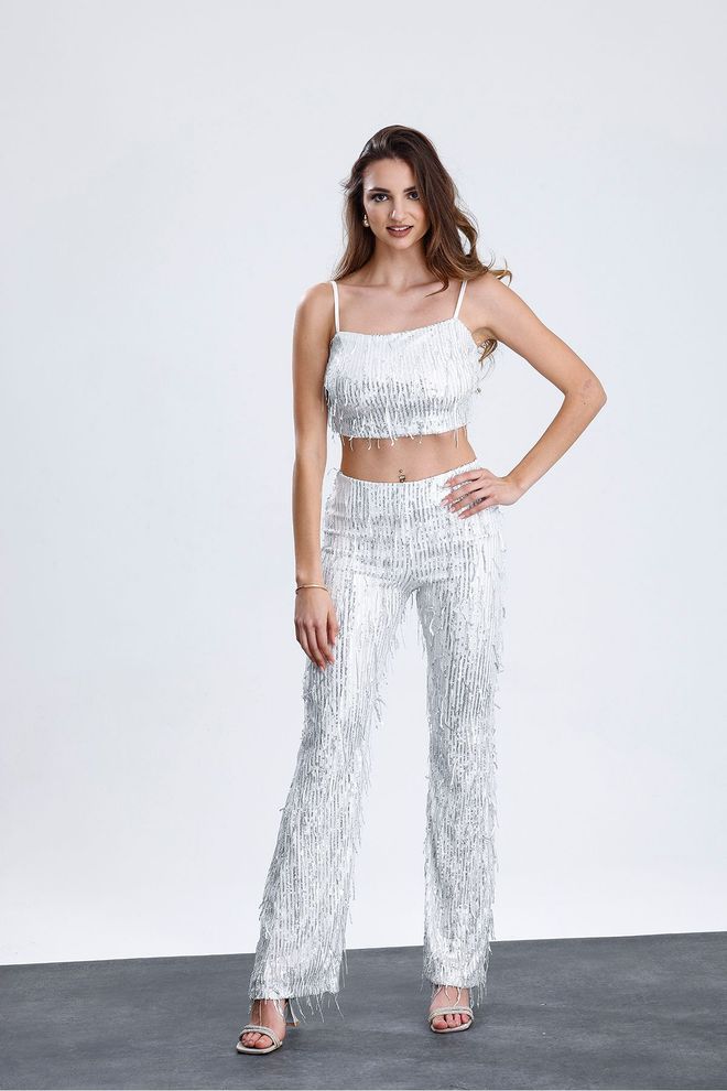 SENSE Sense Gumus Lined Stretch Waist Sequin Evening Dress Pants Wholesale Clothing Summer