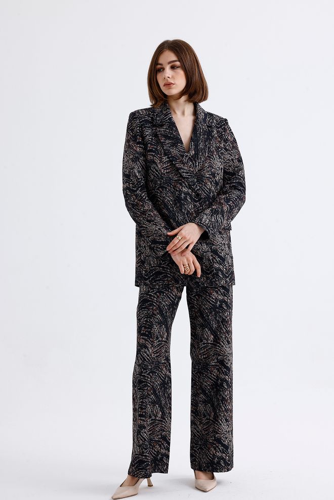 SENSE Sense Black Coffee Pattern Lined Patterned Suit Jacket And Pants Wholesale Clothing No Fabric