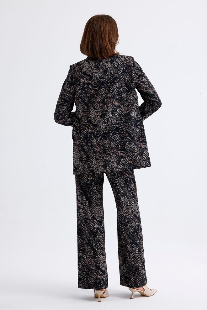 SENSE Sense Black Coffee Pattern Lined Patterned Suit Jacket And Pants Wholesale Clothing 4