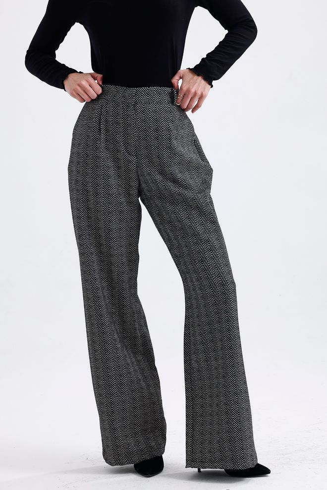 SENSE Zigzag Pattern Lined Patterned Jacket And Pants Set Anthracite Wholesale Clothing Fall